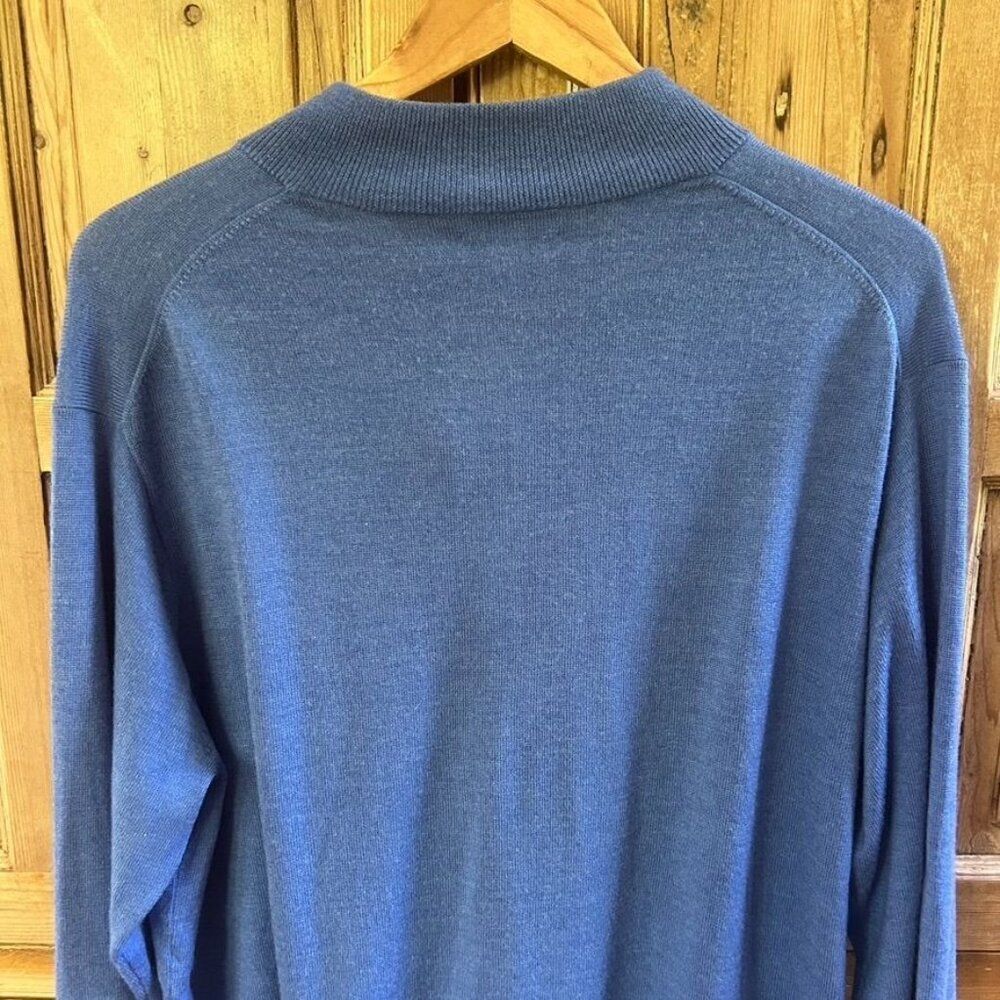 Peter Millar XL Sweater Men’s Blue 1/4 Zip Pullover Long Sleeve Merino Wool Silk - Picture 8 of 11